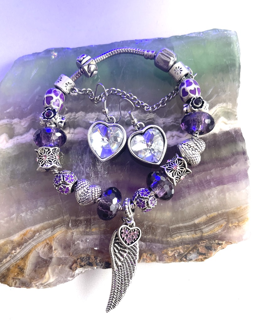 Marble Angel Wing & Birthstone Brangle, Silver – Orli Jewellery